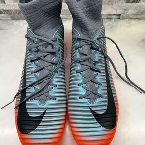 Nike Gray and Orange High-Top Cleats Never Worn